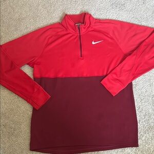 Nike Red and Burgundy Quarter-Zip Pullover